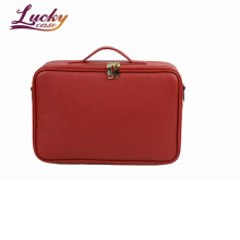 Large Customized Makeup Bag Water-Resistant Professional Travel Cosmetic Case Bag Red Makeup Travel Box